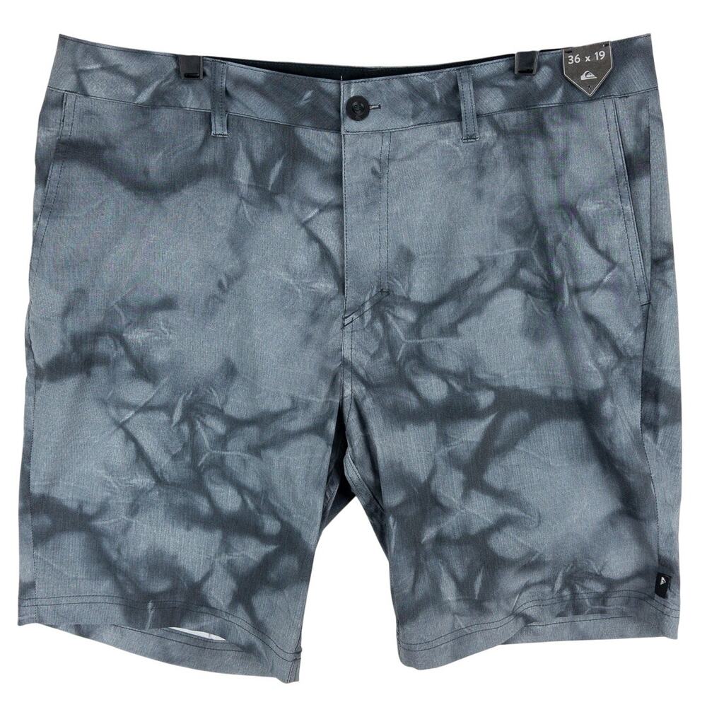 Quiksilver Amphibian Bermuda Shorts Men's 36x11 Gray Geometric Logo Poly Blend